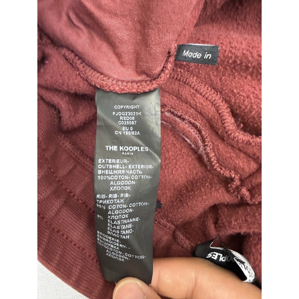 The Kooples Joggers Women's Size XS Burgundy Organic Cotton Logo Sweatpants - Picture 4 of 4